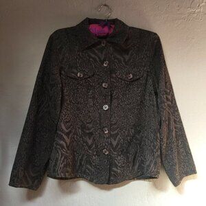 Vintage Shaver Lake Womens Animal Print Button Front Shirt Jacket Size PM Career